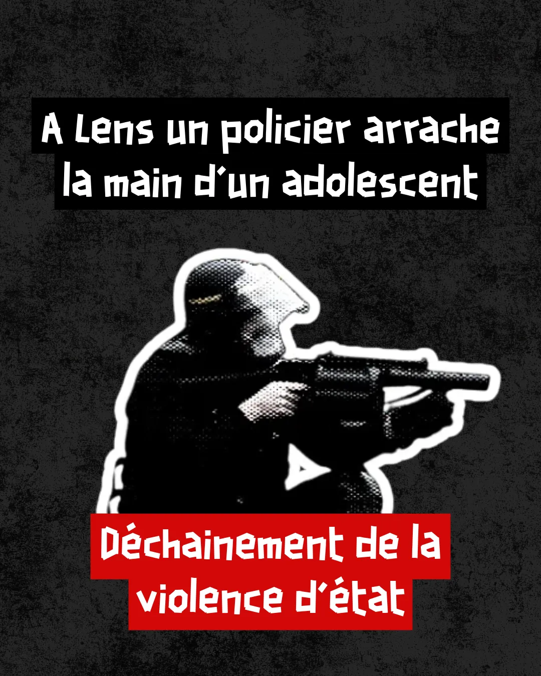 A Lens un policier arrache la main d'un adolescent