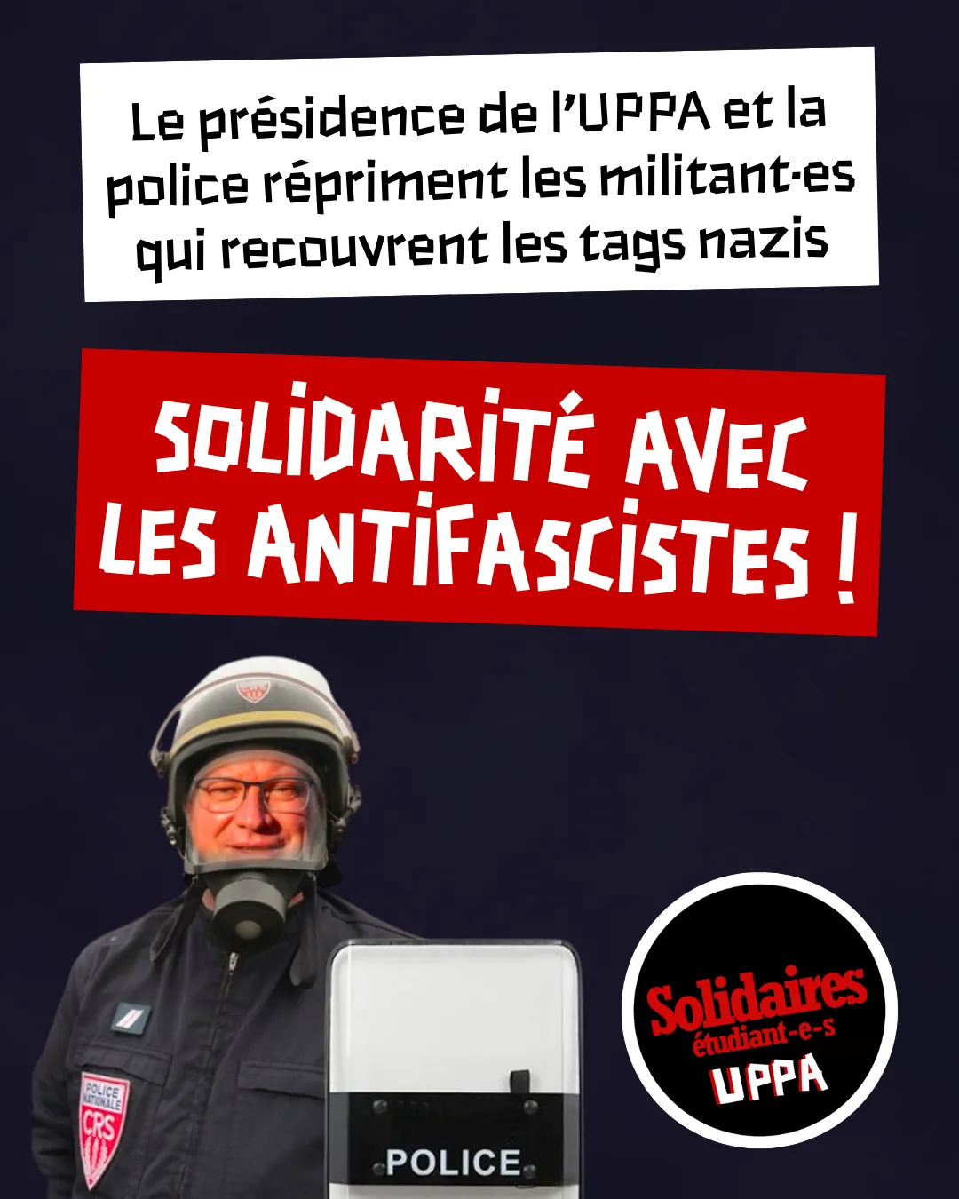 Le président de l'UPPA et la police répriment les militant·es qui recouvrent les tags nazis. Solidarité avec les antifascistes !