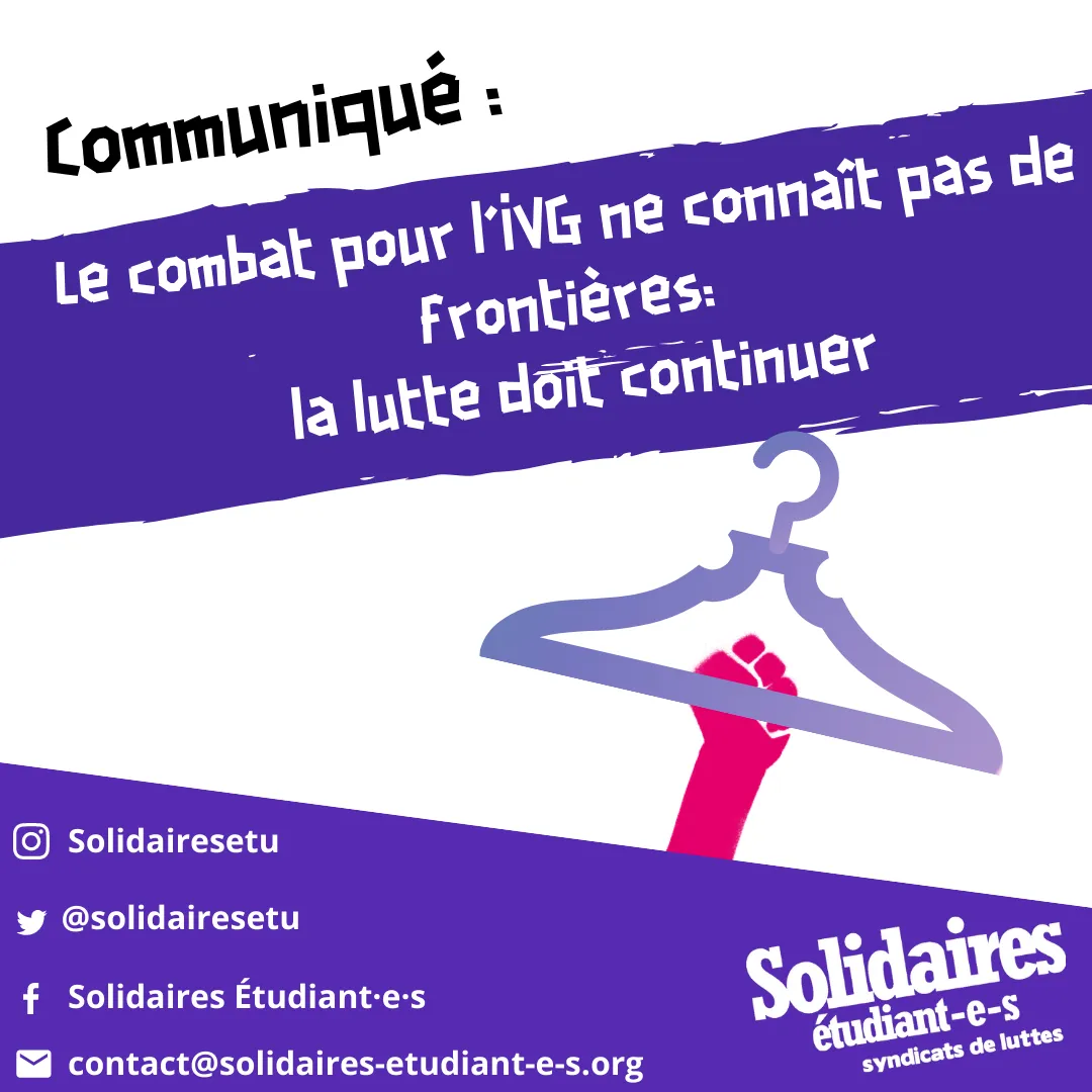 Le combat pour l'IVG ne connaît pas de frontières: la lutte doit continuer