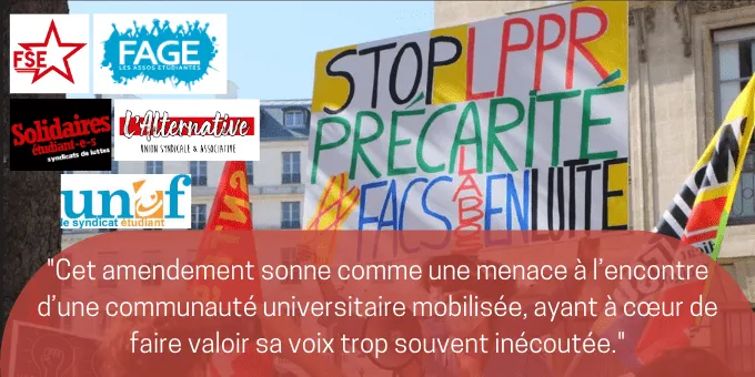 Communiqué intersyndical : Amendements de la LPR : des libertés restreintes au sein des établissements ?