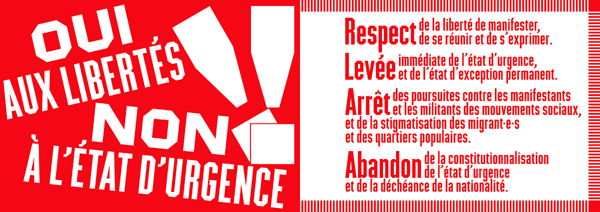 Meeting unitaire pour la levée de l'état d'urgence 17 décembre