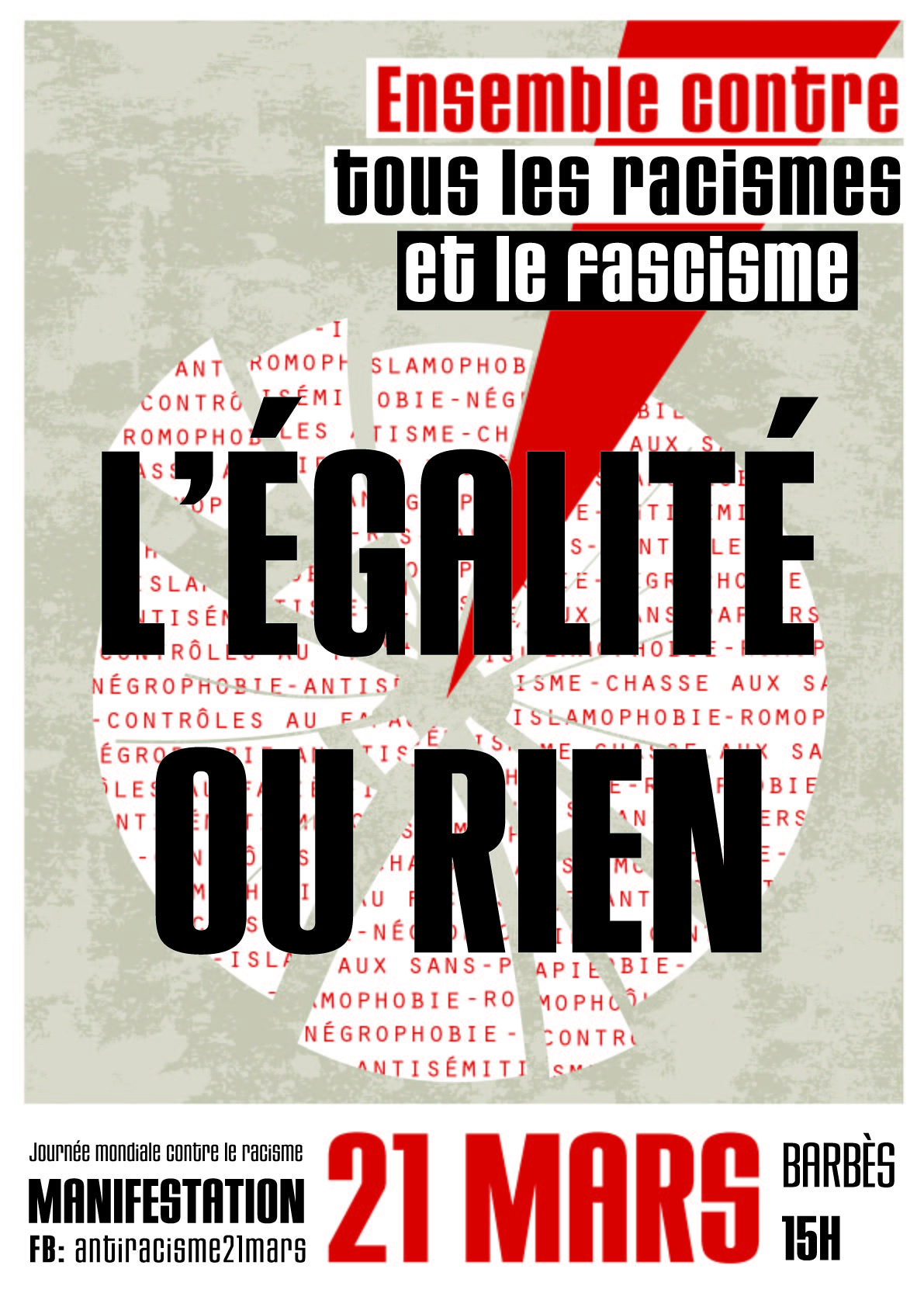 Contre tous les racismes et le fascisme, manifestons le 21 Mars !