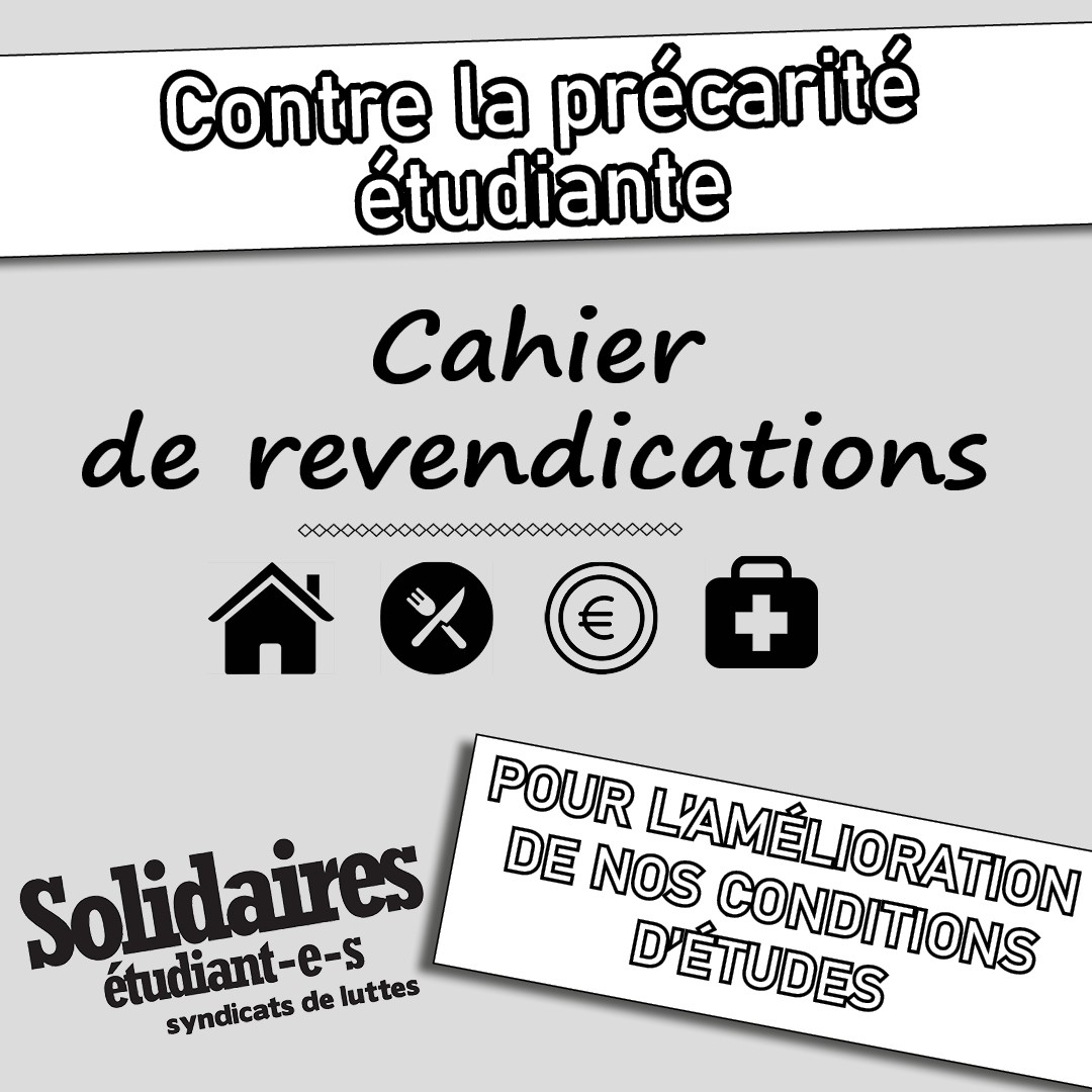 Contre la précarité étudiante et pour l’amélioration des conditions d’études : nos revendications.