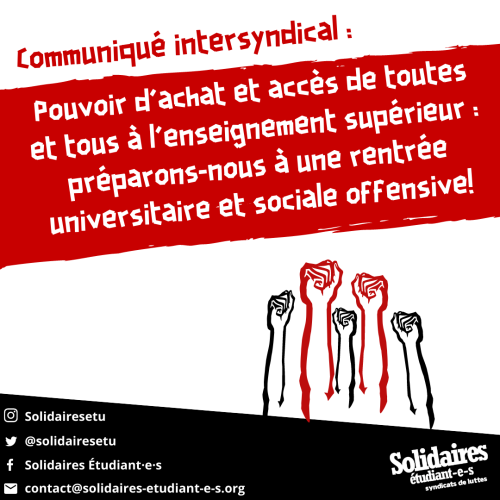 Pouvoir d’achat et accès de toutes et tous à l’enseignement supérieur : préparons-nous à une rentrée universitaire et sociale offensive!