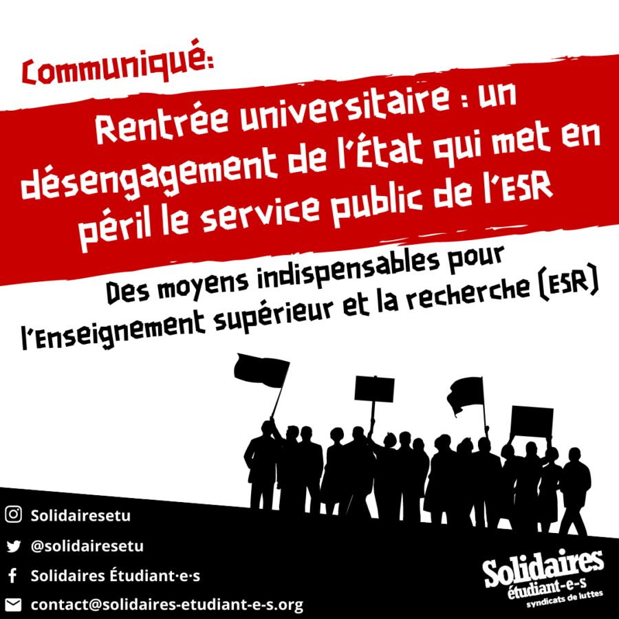 Rentrée universitaire : un désengagement de l’État qui met en péril le service public de l’ESR