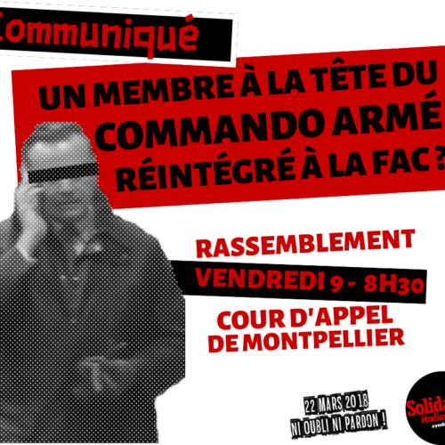 Contre la réintégration à la fac de droit d&rsquo;un membre à la tête du commando armé du 22 Mars 2018