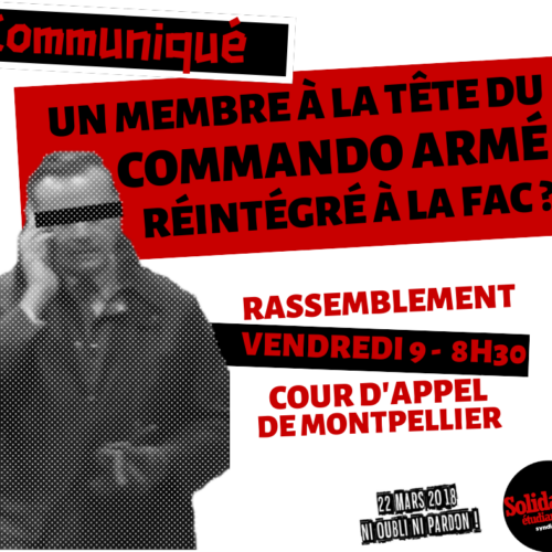 Contre la réintégration à la fac de droit d’un membre à la tête du commando armé du 22 Mars 2018