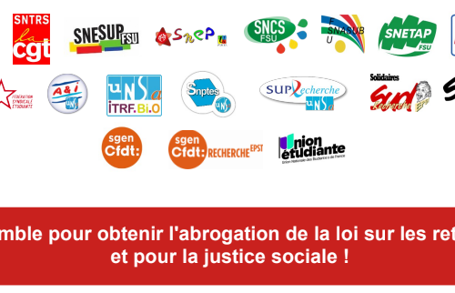 Ensemble pour obtenir l&rsquo;abrogation de la loi sur les retraites et pour la justice sociale !