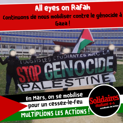 En mars, continuons de nous mobiliser contre le génocide à Gaza !