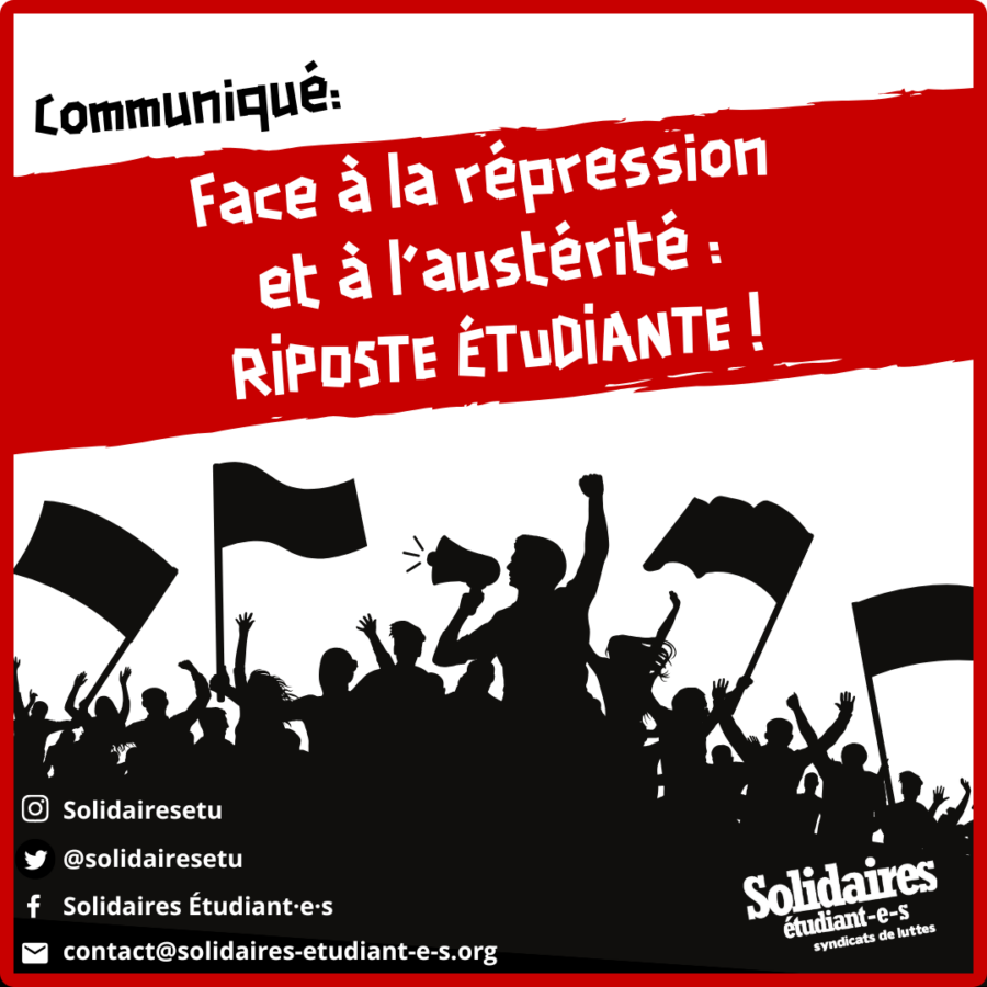 Face à la répression et à l’austérité : RIPOSTE ÉTUDIANTE !